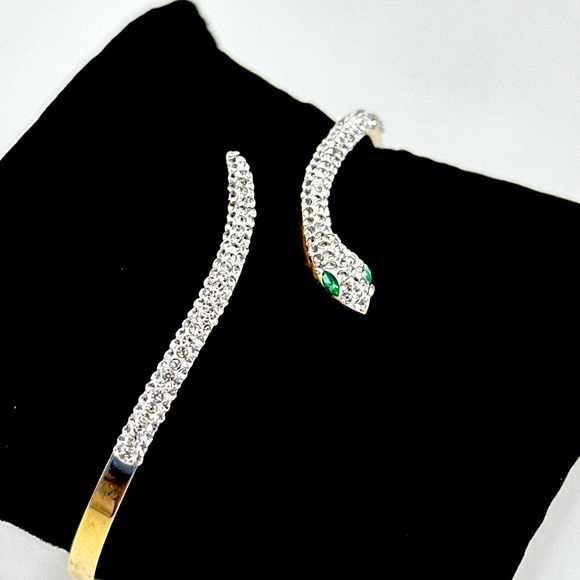 18K Gold Plated over Stainless Steel Bangle Snake Bracelet - Picture 3 of 5